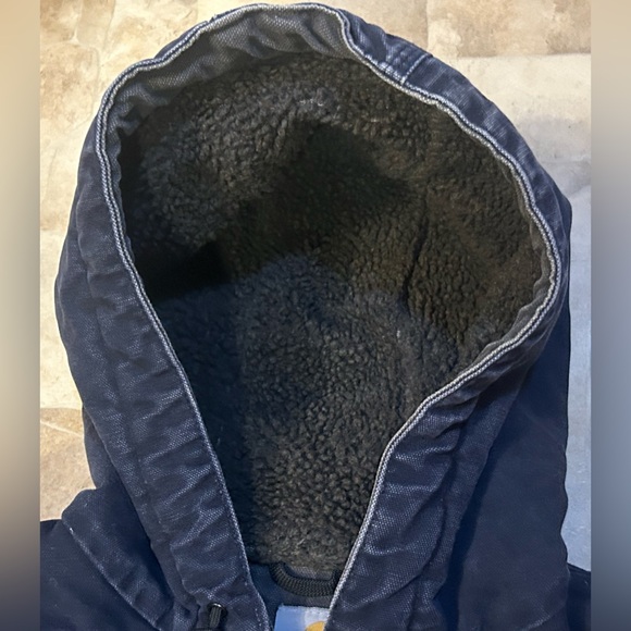Carhartt J284 Sherpa-Lined Sandstone Hooded Work Jacket Navy, Size Large Regular - Picture 4 of 12